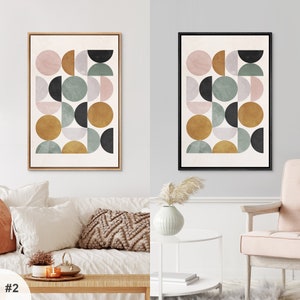 Framed Canvas Print Wall Art Set Geometric Pastel Polygons Shapes ...