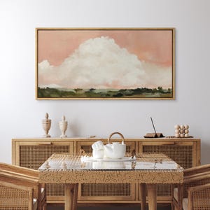 Framed Canvas Large Wall Art Prints Abstract White Cloud Pink Sky Wall Art Landscape Prints Horizontal Wall Art Living Room Wall Decor