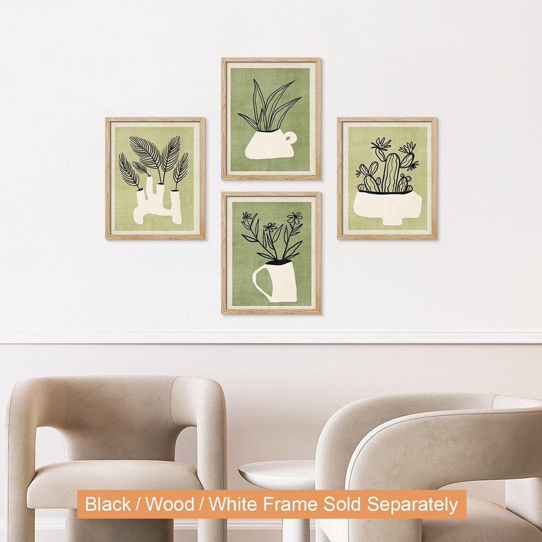 Framed Canvas Print Wall Art Set Desert Landscape Emerald Green ...