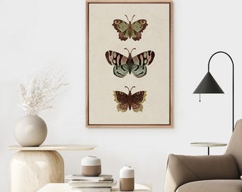 Framed Canvas Wall Art Print Abstract Butterfly Artwork Antique Moth poster Minimalist Modern Vintage Wall Art Living Room Wall Decor