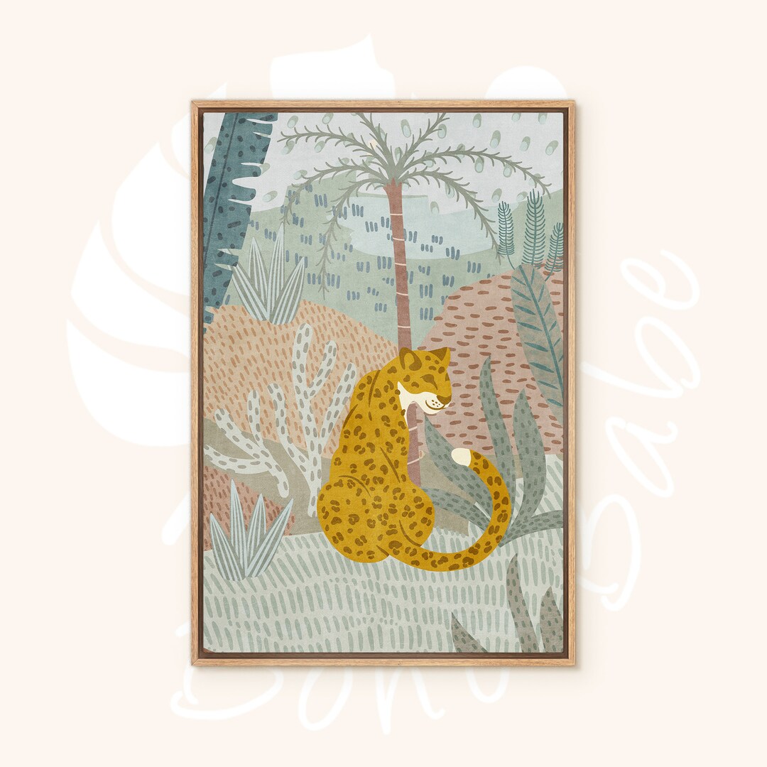 Desert Landscape, Mid-century Modern, Tropical Jungle Cheetah