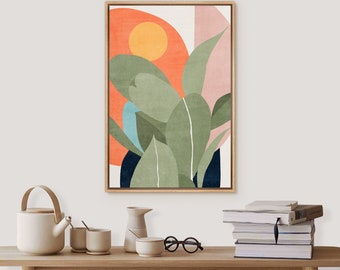 Mid-Century Modern Wall Art Tropical Banana Leaf Boho Wall Decor Botanical Nature Wilderness Flower Artwork Home Wall Decor