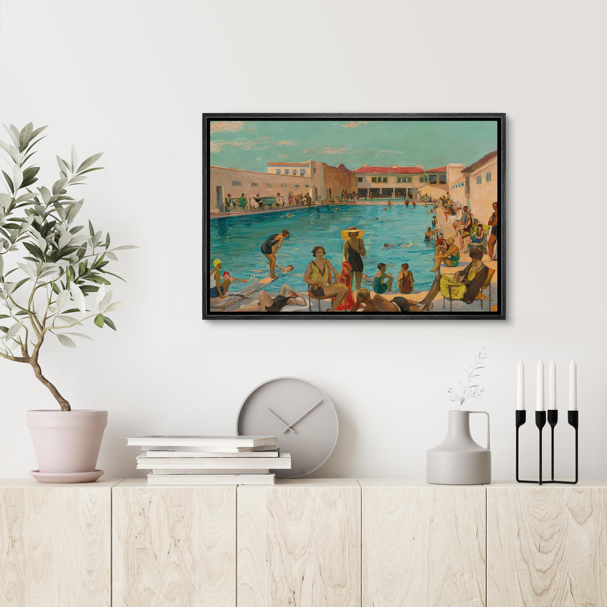 Vintage Swimming Pool Wall Art - Framed Retro Summer Resort Print ...