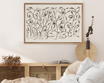 Framed Canvas Wall Art Abstract Watercolor Botanical Floral Art Prints Minimalist Modern Wall Art Living Room Decor