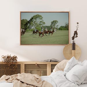 Vintage Polo Match Photography Wall Art - Framed Equestrian Sports Canvas Print, Clubhouses, Offices, and Luxury Homes Decor