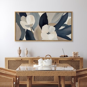 Framed Canvas Large Wall Art Print Abstract Botanical Floral Flower Art Prints Minimalist Modern Horizontal Boho Wall Art Decor