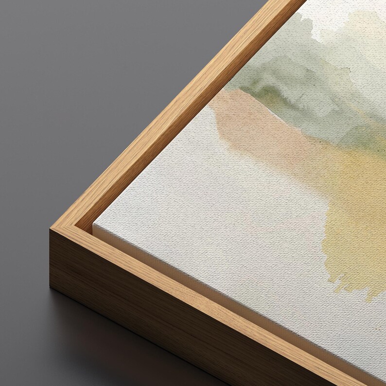 Framed Canvas Large Wall Art Print Abstract Green Beige Neutral Wall