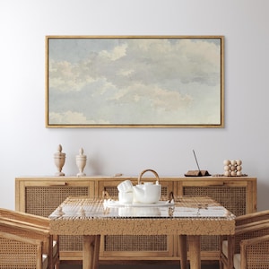 Framed Canvas Large Wall Art Prints Abstract Cloud Painting Printed Minimalist Modern Nature Panoramic Wall Art Living Room Decor