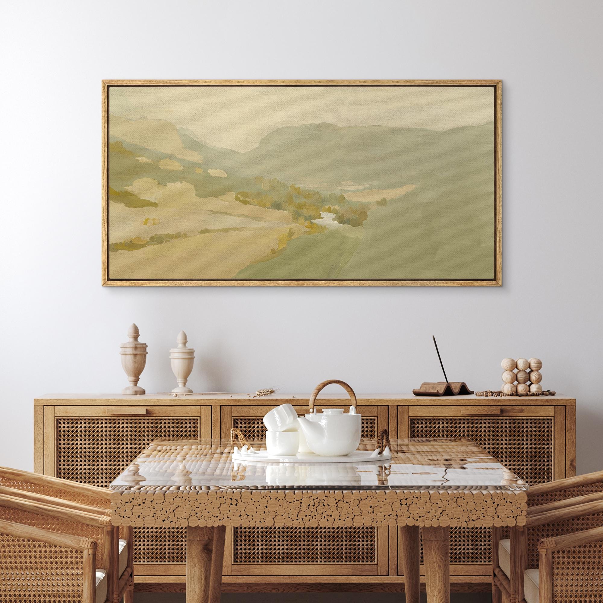 Large Wall Art Framed Canvas Prints Abstract Autumn Landscape Oil Painting Printed Minimalist Modern Vintage Retro Rustic Farmhouse Decor