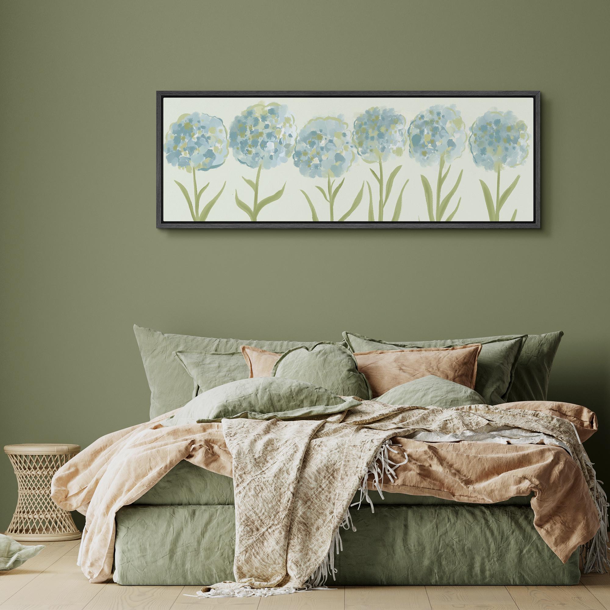 Blue Hydrangea Wall Art - Large Framed Abstract Floral Canvas Print ...