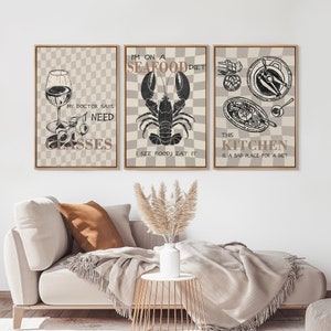 3 Pieces Framed Canvas Kitchen Wall Art | Kitchen Print Set | Modern Kitchen Decor | Kitchen Wall Art | Cheers Wall Art Prints
