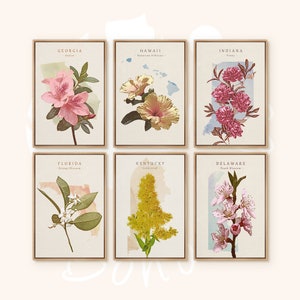 Juego de 6 impresiones de pared para galería, arte floral botánico en acuarela, arte de pared abstracto moderno minimalista, decoración para sala de estar