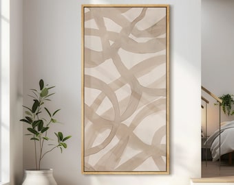 Framed Canvas Large Wall Art Abstract Beige Geometric Line Minimalist Modern Neutral Wall Art Living Room Decor
