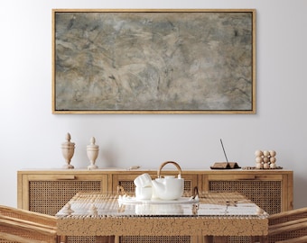 Framed Canvas Large Wall Art Print Abstract Gray Painting Printed Minimalist Modern Neutral Panoramic Wall Art Living Room Decor