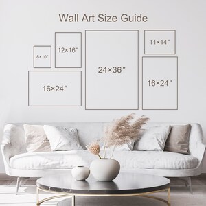 K&ouml;nnte beinhalten: Wandkunst-Gr&ouml;&szlig;enleitfaden mit verschiedenen Rahmengr&ouml;&szlig;en, die an einer wei&szlig;en Wand angezeigt werden. Die Gr&ouml;&szlig;en sind 8x10 Zoll, 12x16 Zoll, 16x24 Zoll, 11x14 Zoll und 24x36 Zoll.