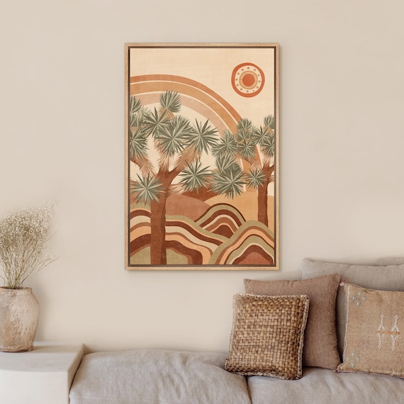 Rainbow Joshua Tree Art Print, Abstract Desert Landscape Artwork, Boho Wall Art, Retro Art, Eclectic Home Decor, Mid Century Modern
