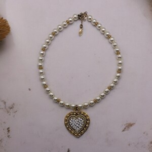 Collier Vintage Jacky De G - Pendentif Métal Doré Et Résine Strass, Occasion (origine France)