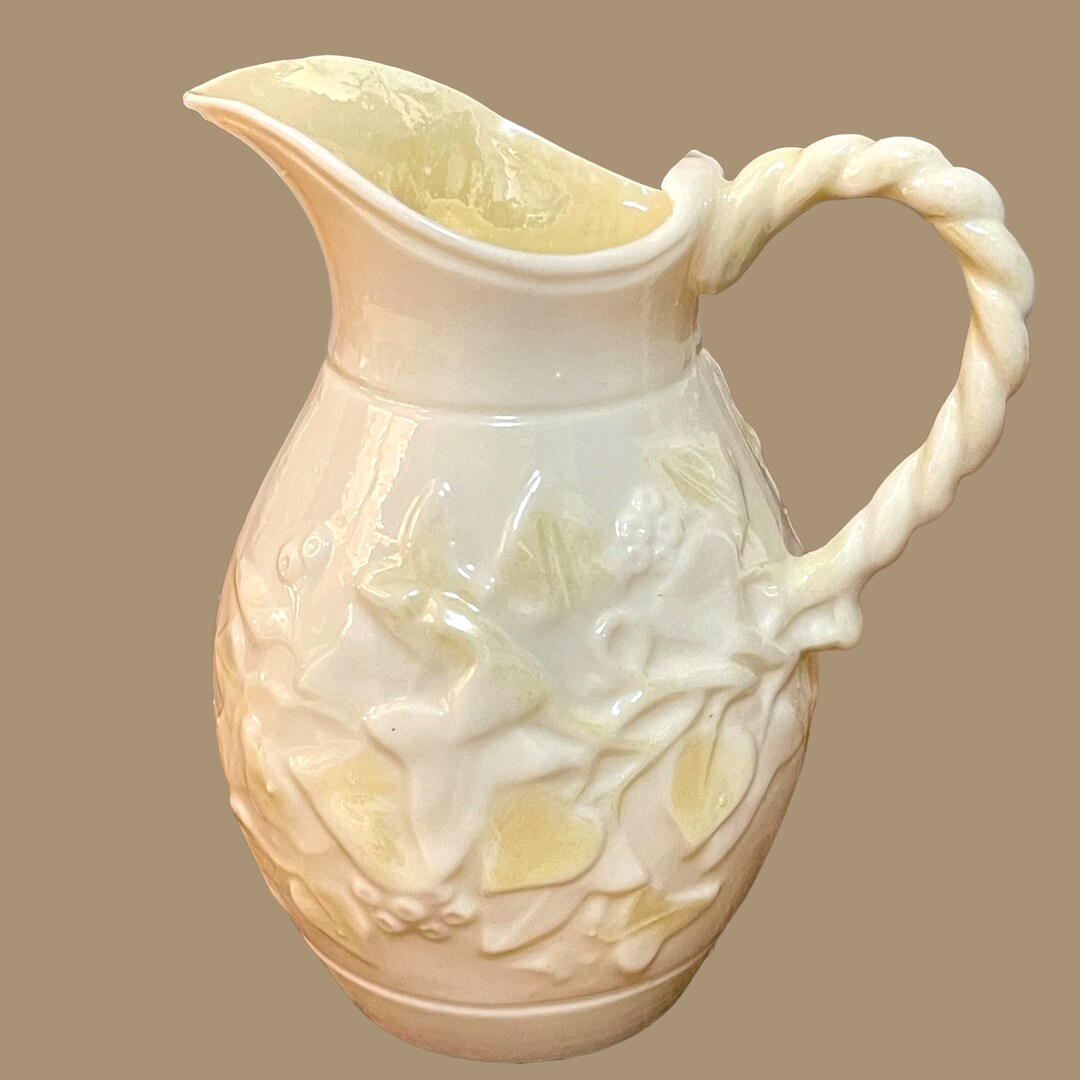 Vintage Belleek Ireland Yellow Ivy Pattern No. 0857 Miniature Creamer