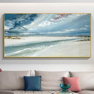 Abstract Seascape Oil Painting on Canvas, Original Art Decor, Living room Wall Decor, Custom Modern Blue Wall Art, Impasto Ocean Painting