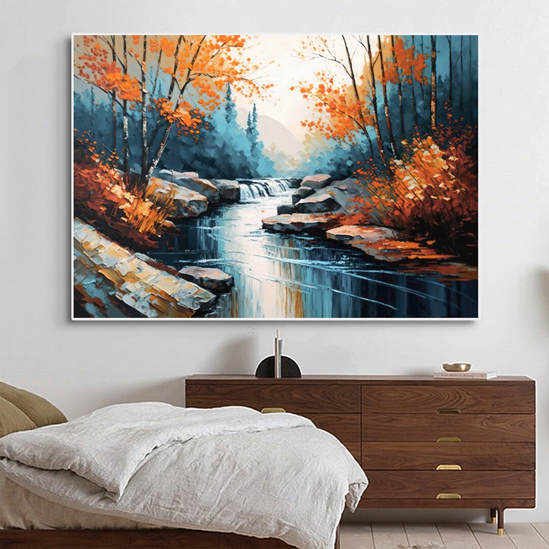 Original Landscape Oil Painting on Canvas, Large Textured Wall Art ...