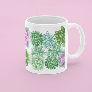 Coffee Mug, Succulent Coffee Mug, Cactus Mug, Succulent Gift, Birthday Gift, Christmas Gift, Friend Gift, White 11oz Ceramic, Free Shipping