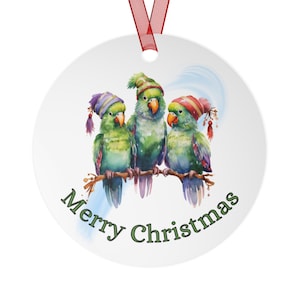Christmas Ornament, Parrot Christmas Ornament, Parrot Gift, Bird Christmas, Custom Ornament, Metal Ornament, Christmas Gift, Free Shipping