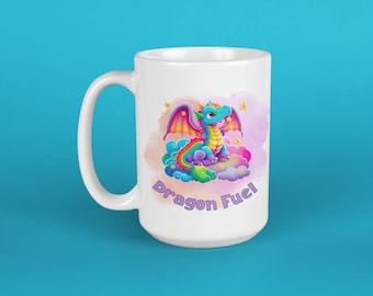 Rainbow Dragon Coffee Mug, Dragon Fuel Gift, 15oz Ceramic