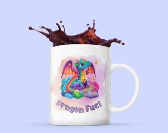 Rainbow Dragon Coffee Mug, Dragon Fuel, 11 oz Ceramic