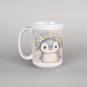 Coffee Mug, Penguin Coffee Mug, Penguin Gift, Tea Mug, Birthday Gift, Animal Mug, White 15 oz Ceramic, Gift for Her, Free Shipping
