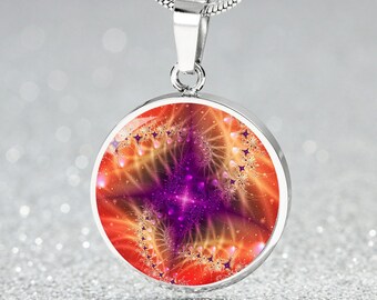 Diamond Spiral Fractal Necklace, Personalized Engraving, Luxury Gift