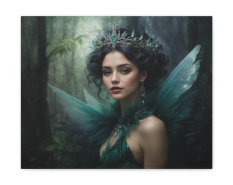 Canvas Wall Art,  Fairy Queen in Blue, Fairy Art, Wall Art Decoration, Canvas Art Print, Canvas Gallery Wrap, Ready to Hang, Free Shipping