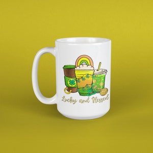 Coffee Mug, St. Patrick&#39;s Day Coffee Mug, St Patrick&#39;s Day Gift, Birthday Gift, Lucky Mug, White 11 oz Ceramic, Gift for Her, Free Shipping