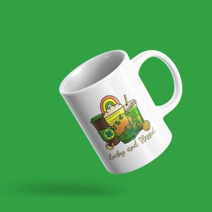 Coffee Mug, St. Patrick&#39;s Day Coffee Mug, St Patrick&#39;s Day Gift, Birthday Gift, Lucky Mug, White 15 oz Ceramic, Gift for Her, Free Shipping