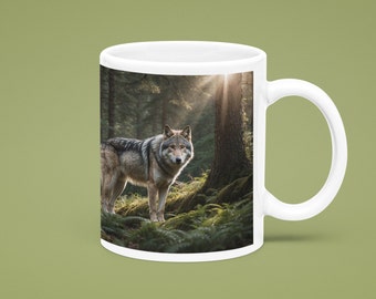 Wolf in Forest Coffee Mug, Nature Lover Gift