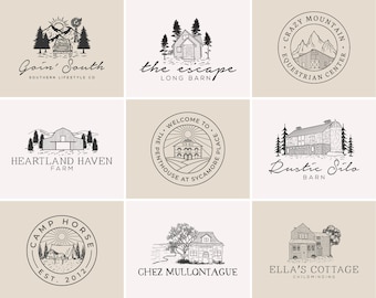 Custom Hand Drawn House Logo Custom Logo Design  Cottage Logo Farm Logo  House Logo  Real Estate Logo  New Small Business Logo  Realtor Logo