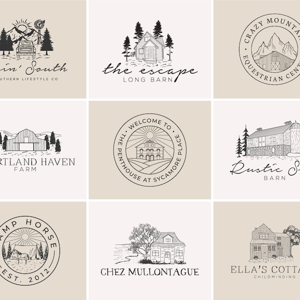 Custom Hand Drawn House Logo Custom Logo Design  Cottage Logo Farm Logo  House Logo  Real Estate Logo  New Small Business Logo  Realtor Logo