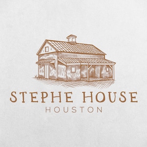 May include: A brown line drawing of a farmhouse with the text "Stephe House Houston" below it.