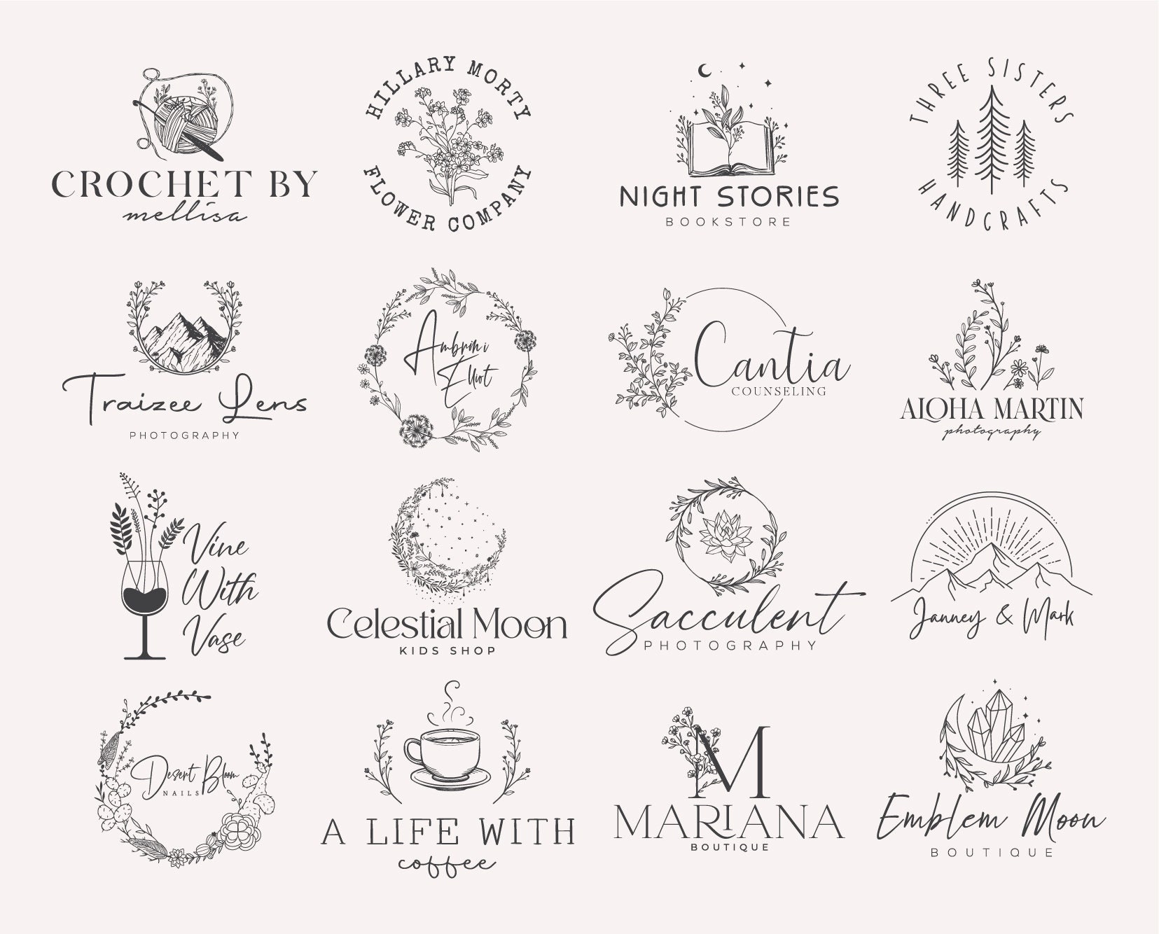 Custom Hand Drawn Logo  Custom Logo Design  Simple Logo Design  Logo Design  Small Business Logo  Unique Logo Design  Photography Logo