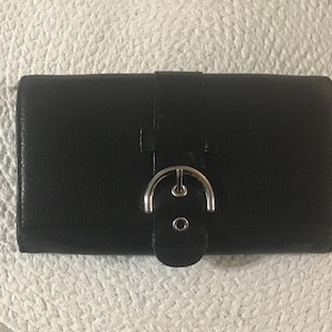 Cartera de cuero negra VTG Talbots