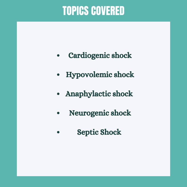Shock Types of Shock Medsurg Nursing Study Guide Notes 6 Etsy