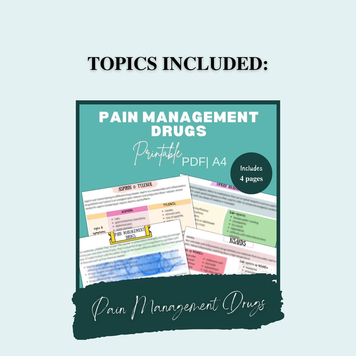 Pain Management Drugs Pharmacology Nursing Student Notes Etsy