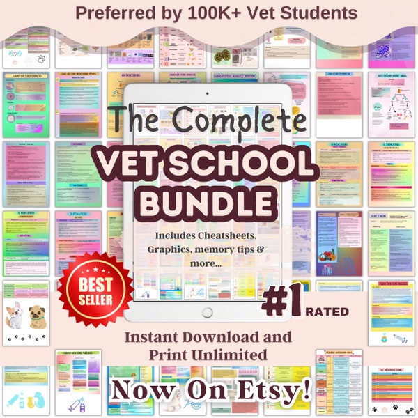 The Complete Vet School Bundle| Digital Download| VTNE Prep|  Veterinary| Vet Acronyms| Vet Prefixes and Suffixes| Special blood Test