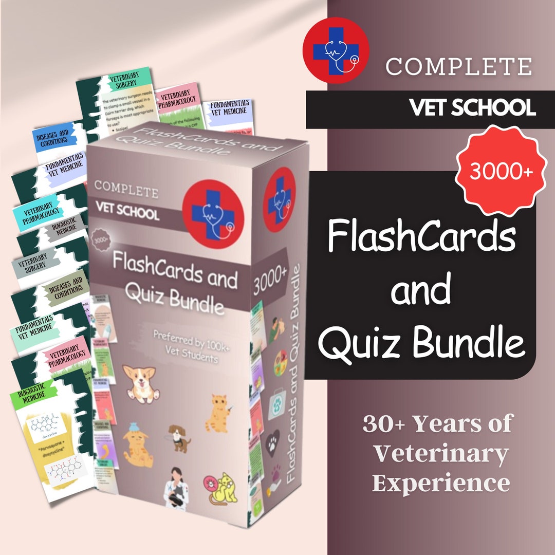 Vet Flashcards Vet Tech Printable Flashcards Study Etsy UK