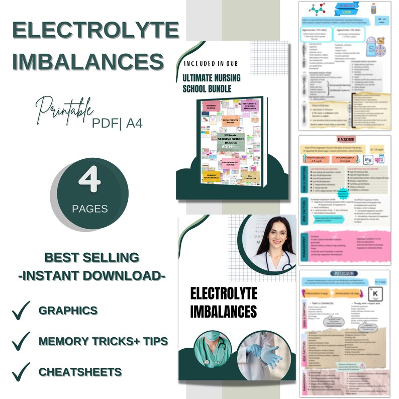 Electrolyte Imbalances Nursing Notes Study Guide Fluid and Etsy