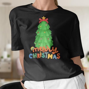 Christmas Shirt, Womens Christmas T shirt, Happy Christmas Tee, Christmas tree Shirt,