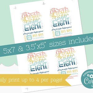 It's Great to Be 8 Invitation Editable - Eight Year Old Birthday - LDS ...