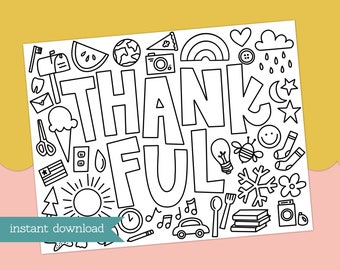 Thanksgiving Coloring Page for Kids: Gratitude Activity (Digital Download)