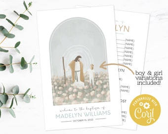 LDS Baptism Program Editable Template - Jesus with Child Watercolor - Instant Download