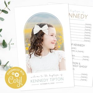 LDS Baptism Program Editable Template with Photo - Modern Minimalist Design - Instant Download