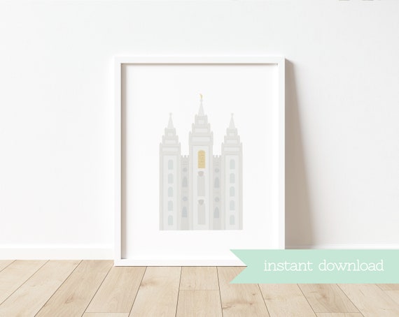 Salt Lake City Temple Print Printable LDS Wall Art Instant - Etsy